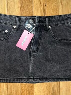 Edikted Black Denim Mini Skirt